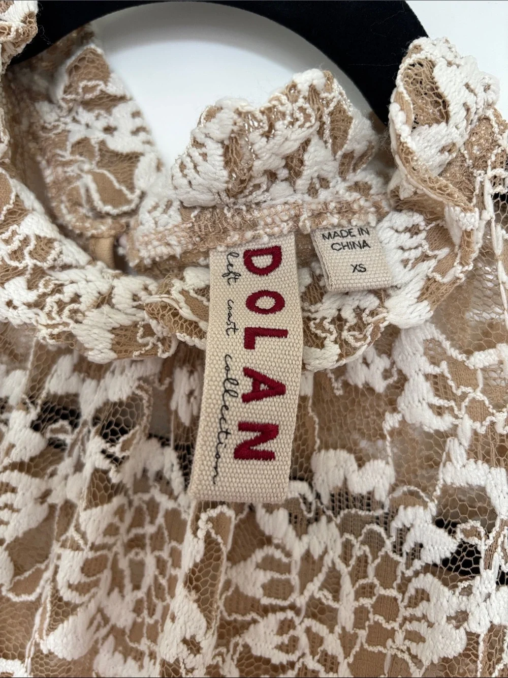 Anthropologie Dolan Sheer Lace Mock Neck Top in Neutral (Price Firm)